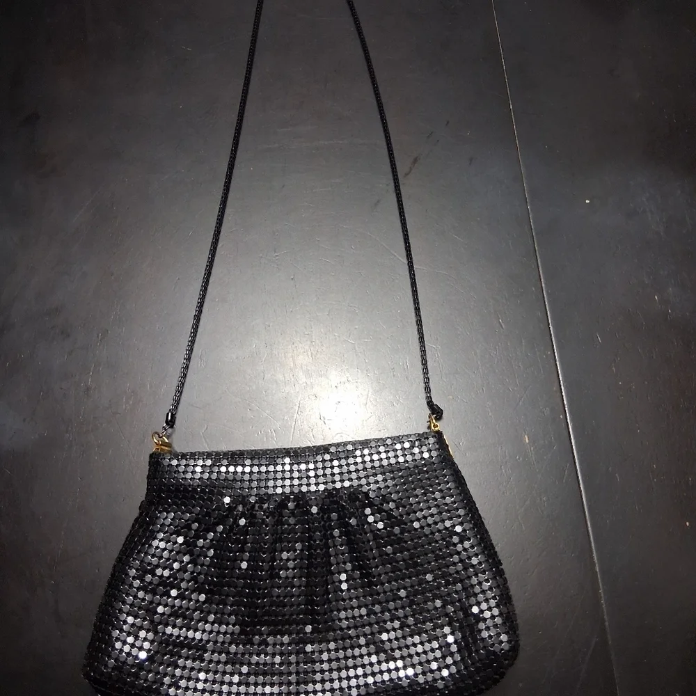 Elegant Black Sequin Evening Bag Size 9